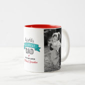 ターコイズ世界最高パパ2枚の写真はっきりした モダン ツートーンマグカップ (正面右)