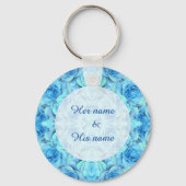 ターコイズ中の化膿性バラデザイン キーホルダー (正面)