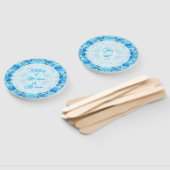 ターコイズ中の化膿性バラデザイン ハンドファン (組立なし)