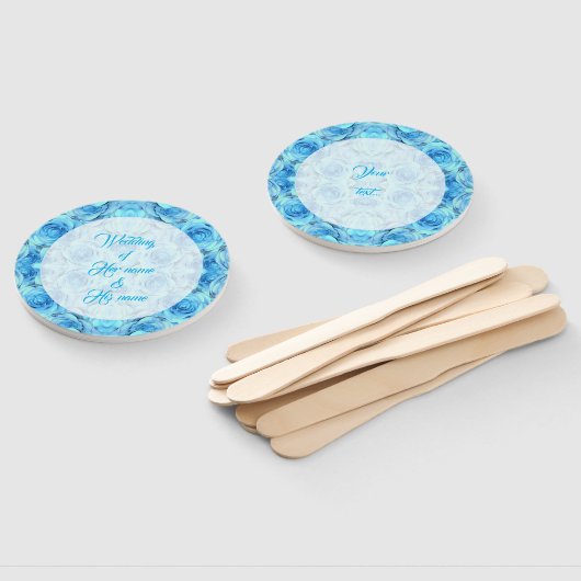 ターコイズ中の化膿性バラデザイン ハンドファン (組立なし)