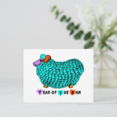 ターコイズ中国のラム年始〔占星術の〕十二宮図葉書 シーズンポストカード (スタンド正面)