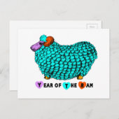 ターコイズ中国のラム年始〔占星術の〕十二宮図葉書 シーズンポストカード (正面/裏面)