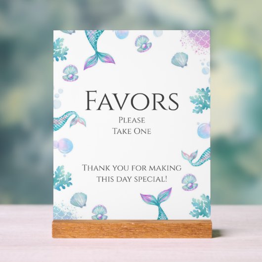 ターコイズ人魚をテーマにした誕生日パーティーの好意 アクリルサイン (ニュートラル)