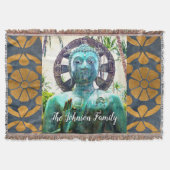 ターコイズ仏像フォトピース引用文名 スローブランケット (正面)