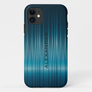 ターコイズ光沢のある炭素繊維の外観 iPhone 11 ケース