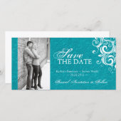 ターコイズ写真Save The Date招待状 セーブザデート (正面/裏面)