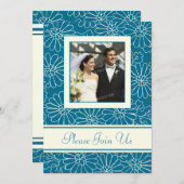 ターコイズ写結婚真の誓いの更新招待状 招待状 (正面/裏面)