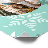 ターコイズ冬の誕生日パーティフォトコラージュ ポスター (角)