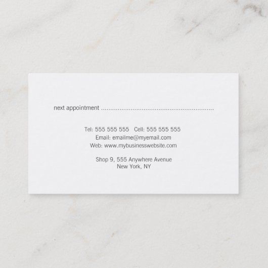 ターコイズ動揺してテクスチャアポイントメントカード 予約カード (裏面)