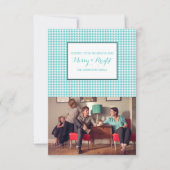 ターコイズ千鳥格子のホリデーフォトカード 招待状 (正面)