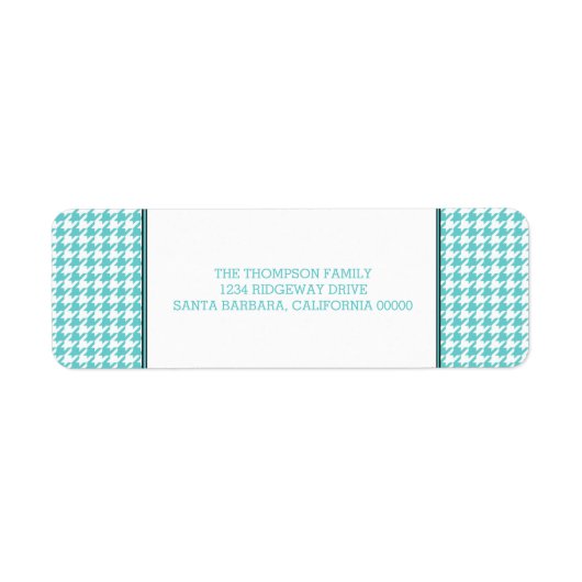 ターコイズ千鳥格子の休日住所 シール (正面)