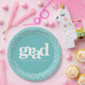 ターコイズ卒業はっきりしたモダンシンプルタイポグラフィ ペーパープレート (パーティー)