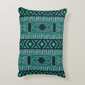ターコイズ南西部の部族アステカ模様 アクセントクッション (裏面(縦))