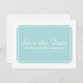 ターコイズ単エレガントに日付ポストカードを保存 案内ポストカード (正面/裏面)