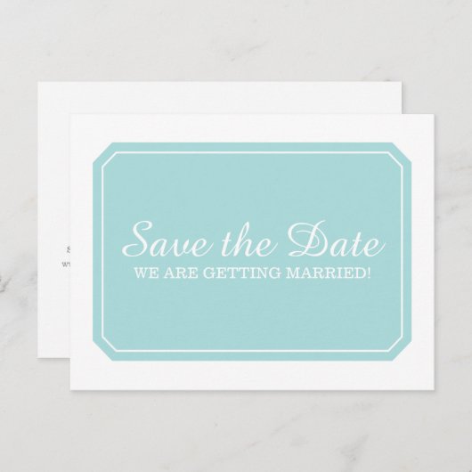 ターコイズ単エレガントに日付ポストカードを保存 案内ポストカード (正面/裏面)