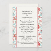 ターコイズ及びオレンジフローラブライダルシャワー招待状 招待状 (正面/裏面)