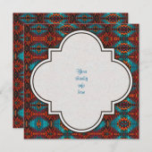 ターコイズ及びオレンジ南西スタイルの招待状 招待状 (正面/裏面)