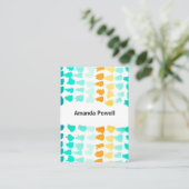 ターコイズ及びオレン絵を描ジパタモダンン 名刺 (スタンド正面)