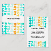 ターコイズ及びオレン絵を描ジパタモダンン 名刺 (正面/裏面)