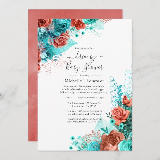 ターコイズ及びサンゴフローラ駆動シャワー 招待状 (正面/裏面)