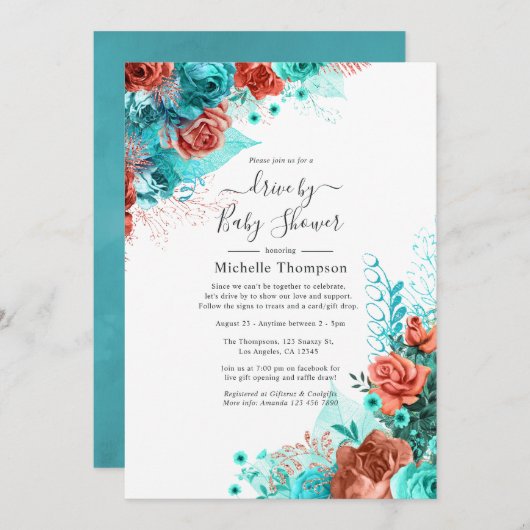 ターコイズ及びサンゴフローラ駆動シャワー 招待状 (正面/裏面)