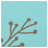 ターコイズ及びサンゴ花柄 ファブリック (クローズアップ)