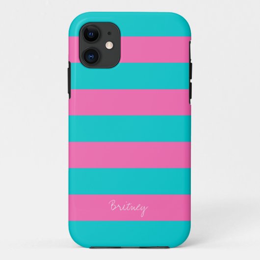 ターコイズ及びショッキングピンクのストライプパターンiPhone 5の場合 Case-Mate iPhoneケース (裏面)