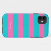 ターコイズ及びショッキングピンクのストライプパターンiPhone 5の場合 Case-Mate iPhoneケース (裏面(横))