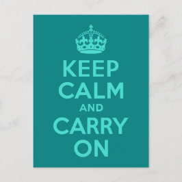 ターコイズ及びティール（緑がかった色）Keep Calm and Carry On ポストカード