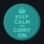 ターコイズ及びティール(緑がかった色)Keep Calm and Carry On マグネット<br><div class="desc">ターコイズとティール(緑がかった色)「Keep Calm and Carry On」バージョンモダンのクラシックポスター。</div>