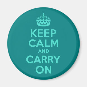 ターコイズ及びティール（緑がかった色）Keep Calm and Carry On マグネット