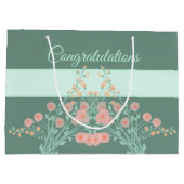 ターコイズ及びピンクフローラ ラージペーパーバッグ (裏面)