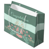 ターコイズ及びピンクフローラ ラージペーパーバッグ (正面アングル)
