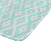 ターコイズ及びホワイトダイヤモンドパターン カッティングボード (角)