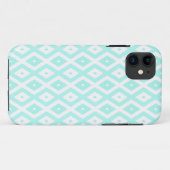 ターコイズ及びホワイトダイヤモンドパターン Case-Mate iPhoneケース (裏面(横))