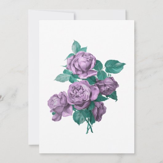 ターコイズ及びラベンダーフローラブライダルシャワー 招待状 (裏面)