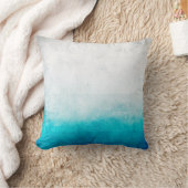 ターコイズ及び白くグラデーションで動揺してな水彩画 クッション (ブランケット)