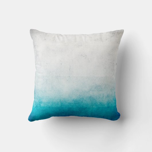 ターコイズ及び白くグラデーションで動揺してな水彩画 クッション (裏面)