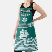 ターコイズ及び白ストライプオールオーバープリントエプロン エプロン (インサイチュ)