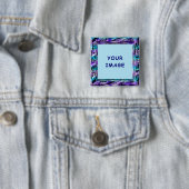 ターコイズ及び紫フェイク成型縁ど 缶バッジ (インサイチュ)