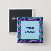 ターコイズ及び紫フェイク成型縁ど 缶バッジ (正面&裏面)