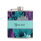 ターコイズ及び紫色のデイジー フラスク (正面)