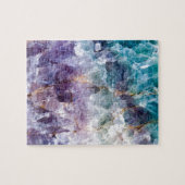 ターコイズ及び紫色の水晶 ジグソーパズル (横)