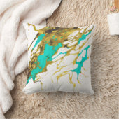 ターコイズ及び金ゴールドの泥酔アルコールインクスプラッシュ クッション (ブランケット)