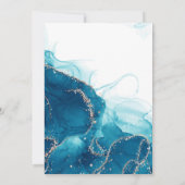 ターコイズ及び金ゴールドアルコールインク結婚式招待状 招待状 (裏面)