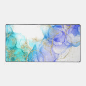 ターコイズ及び金ゴールドアルコールインク デスクマット (正面)