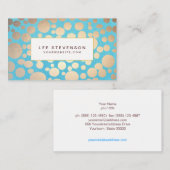 ターコイズ及び金ゴールドモダンパターン美しいサロン 名刺 (正面/裏面)