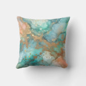 ターコイズ及び金ゴールド抽象芸術装飾用クッション クッション (裏面)