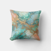 ターコイズ及び金ゴールド抽象芸術装飾用クッション クッション (正面)