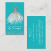 ターコイズ及び銀シーメストレスビジネスカード 名刺 (正面/裏面)
